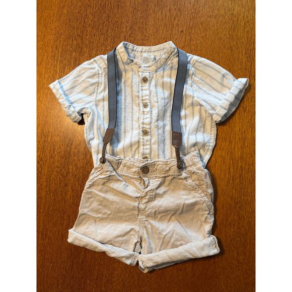 H&M 12-18m Two Piece Set with Suspenders - Picture 3 of 4
